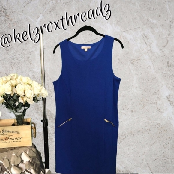 Banana Republic Blue Sleeveless Zip Sheath Dress SZ M - Picture 2 of 5